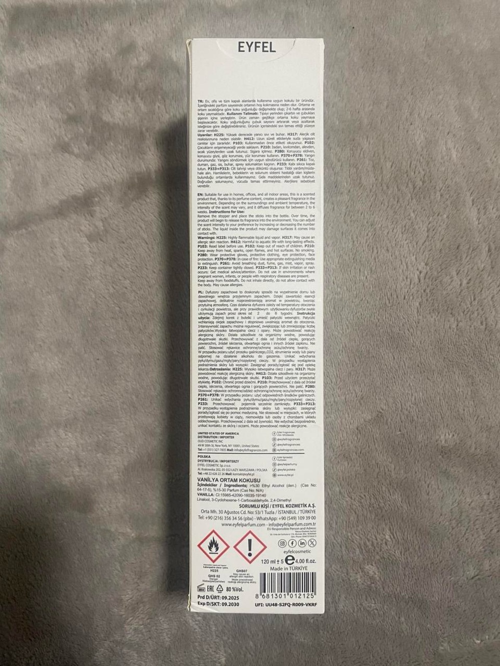 Eyfel Reed Diffuser Vanilla - Picture 4 of 7